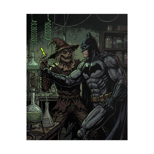 Batman & Scarecrow Poster — Dark Comic Book Art, Horror Superhero Wall Decor