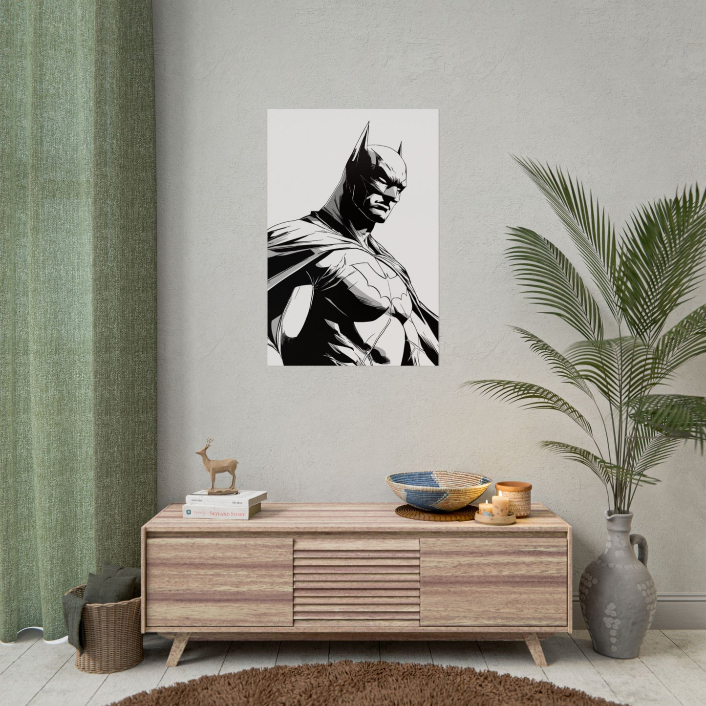 Batman Black & White Rolled Poster — Superhero Wall Art Print