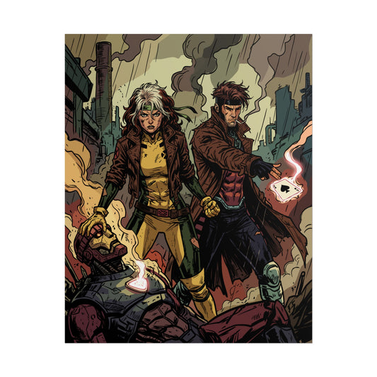 X-Men Comic Poster — Rogue & Gambit Rolled Art Print