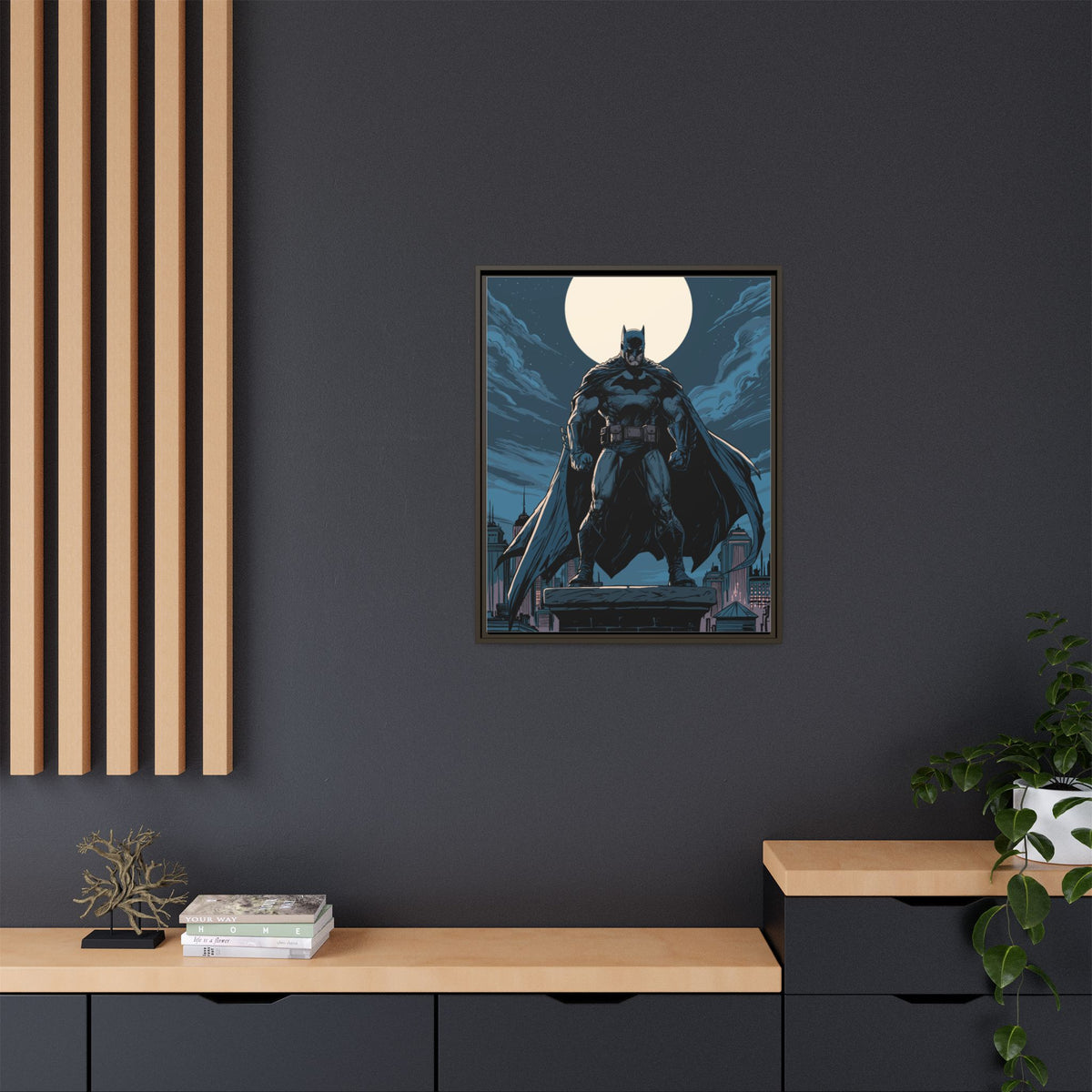 Batman Moonlit Matte Canvas Framed Print