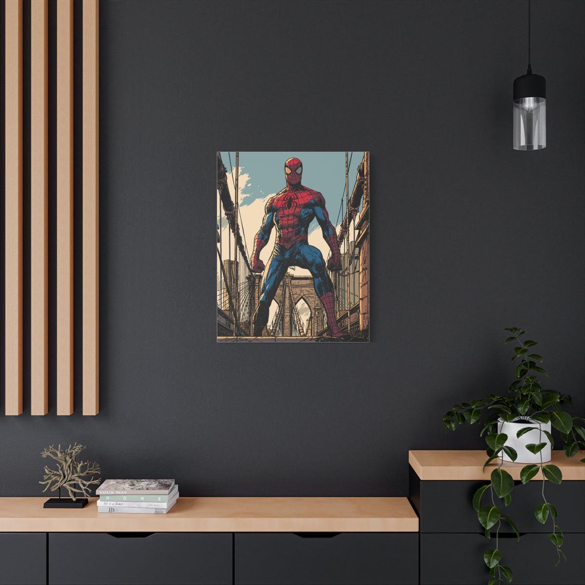 Spiderman Comic Canvas Print — Iconic City Bridge Pose