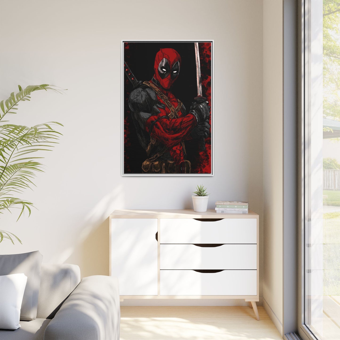 The Merc #2 - Framed Canvas Wall Art — Comic Antihero Sword Portrait