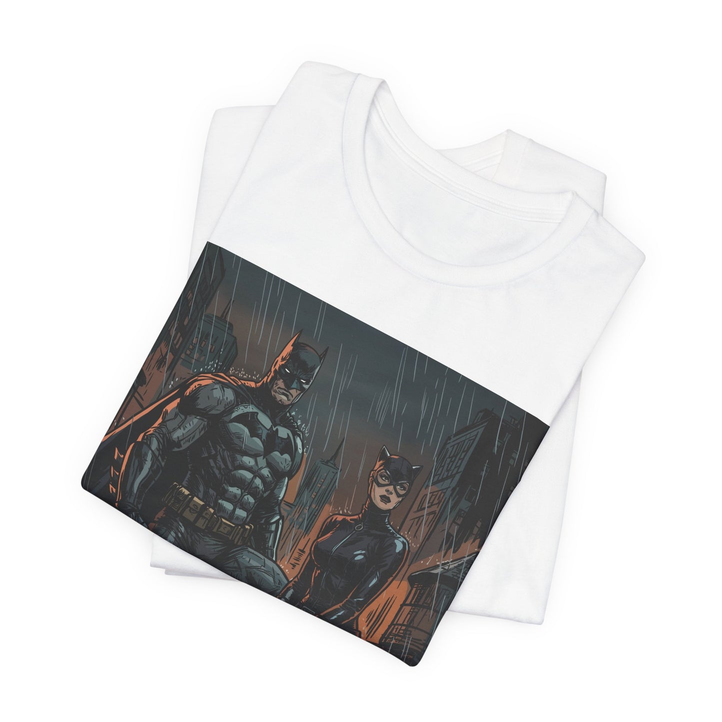 Batman & Catwoman Rain Night T‑Shirt