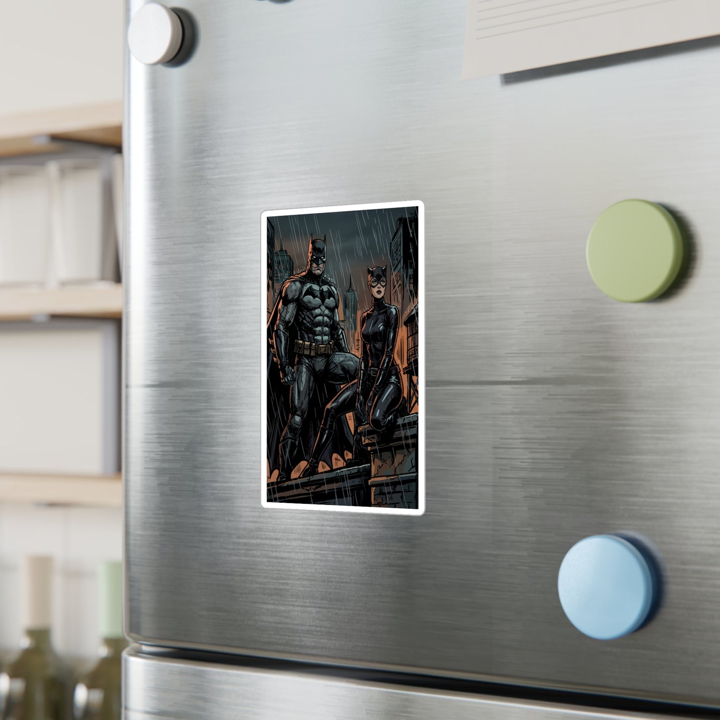 Batman & Catwoman Rainy Night Vinyl Sticker