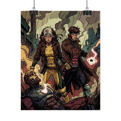 X-Men Comic Poster — Rogue & Gambit Rolled Art Print