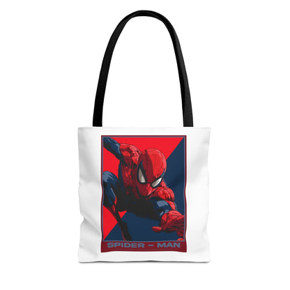 Spider-Man Graphic Tote Bag — Retro Red & Blue Comic Design