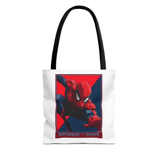 Spider-Man Graphic Tote Bag — Retro Red & Blue Comic Design