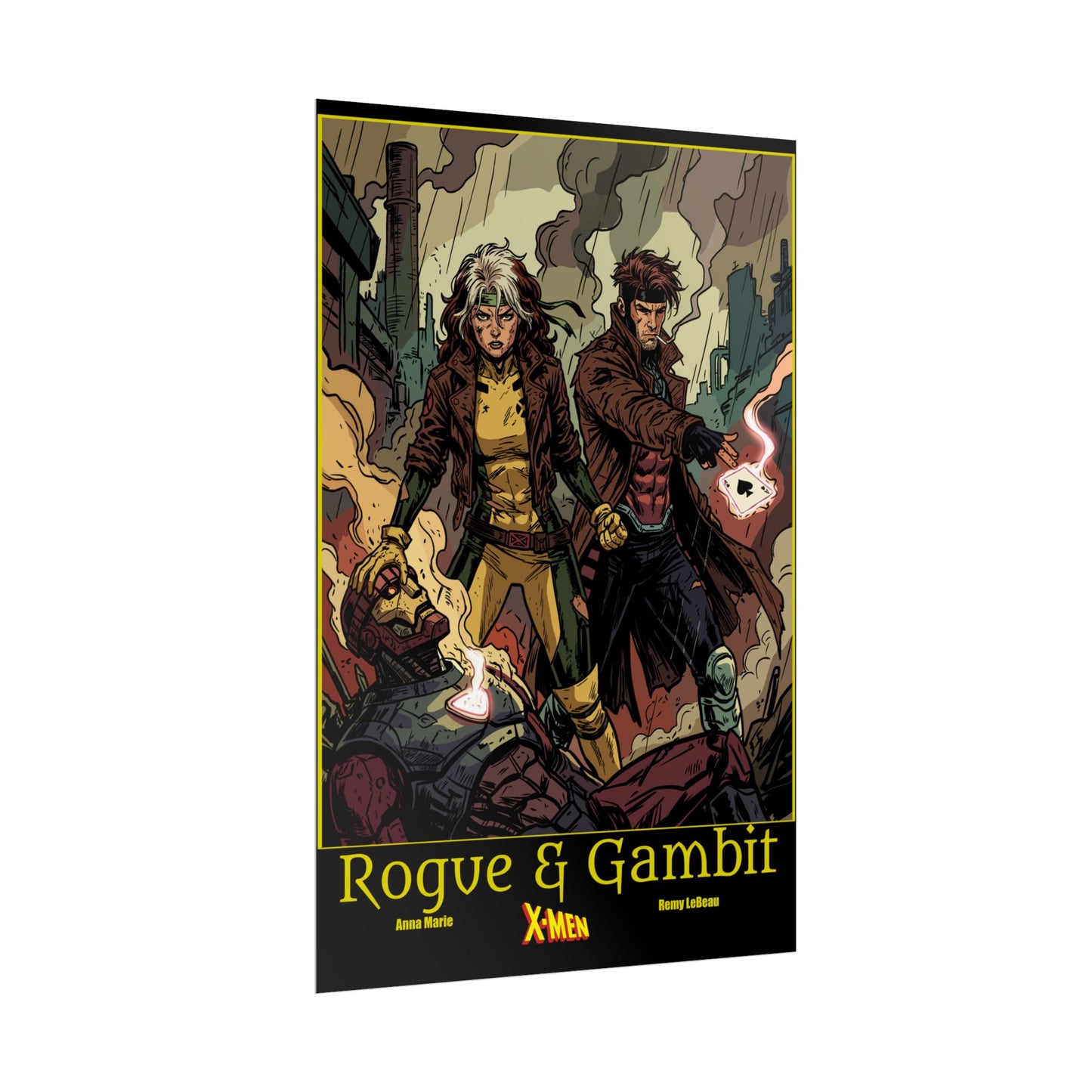 X-Men Rogue & Gambit Poster — Retro Comic Rolled Poster