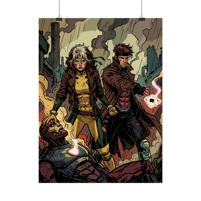 X-Men Comic Poster — Rogue & Gambit Rolled Art Print