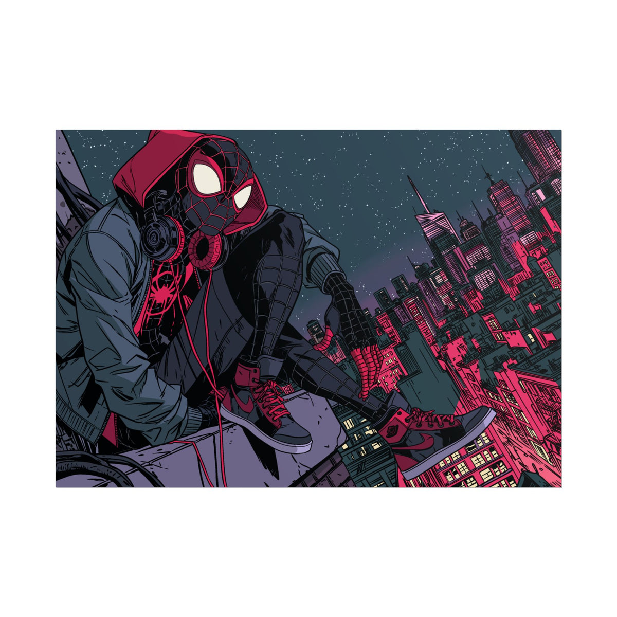 Spider-Verse Miles Morales Poster — Neon City