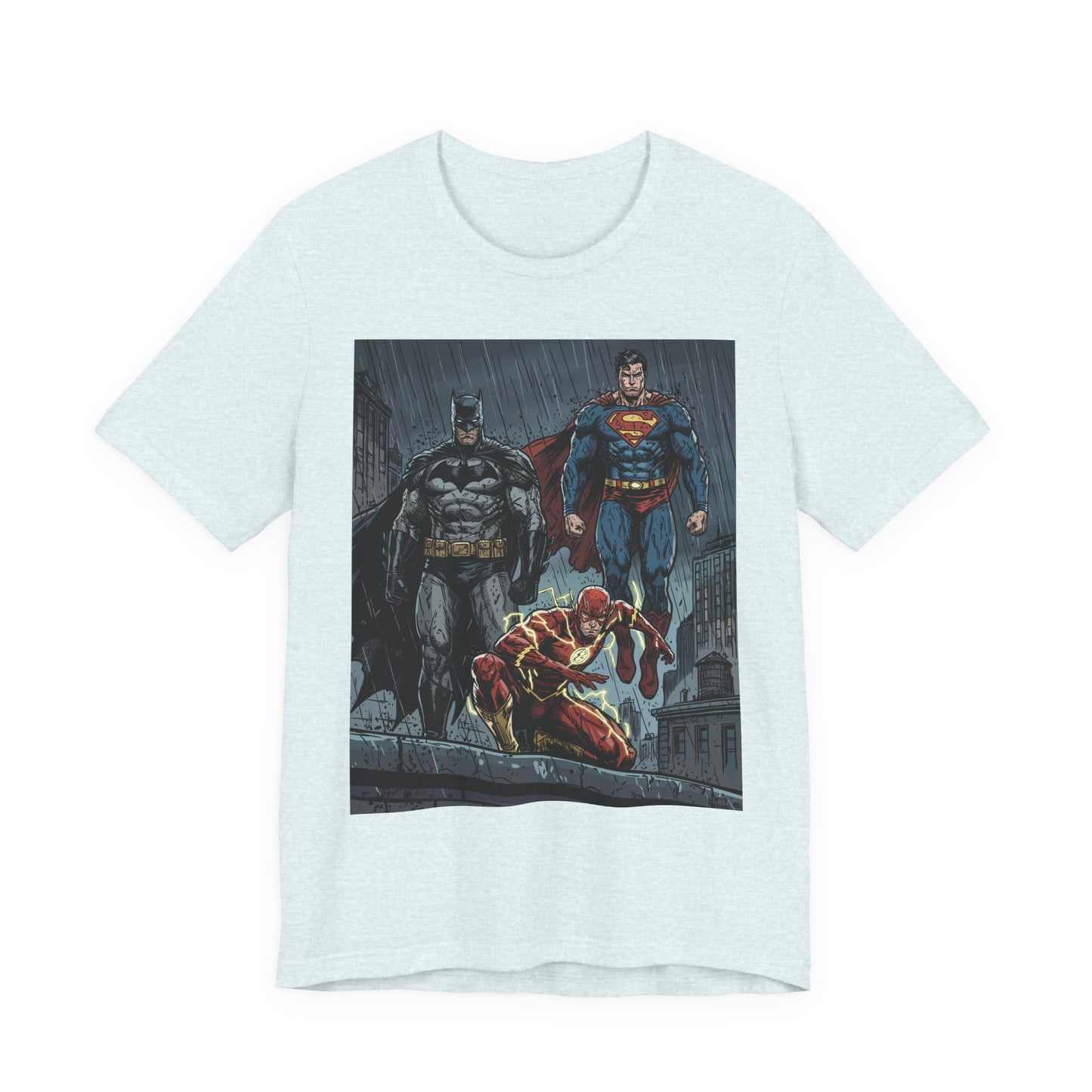 Superhero Team Graphic Tee — Batman, Superman & The Flash