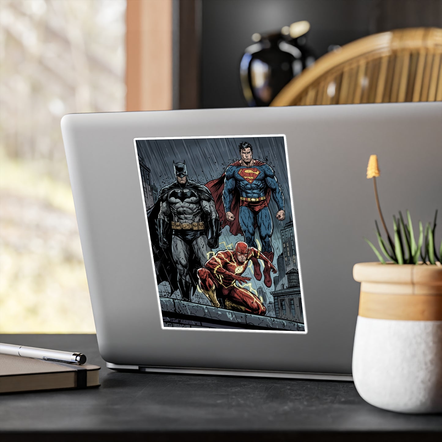 Superhero Trio Vinyl Sticker — Batman, Superman & Flash