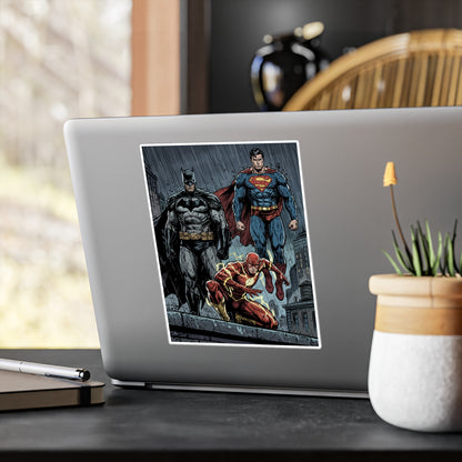 Superhero Trio Vinyl Sticker — Batman, Superman & Flash