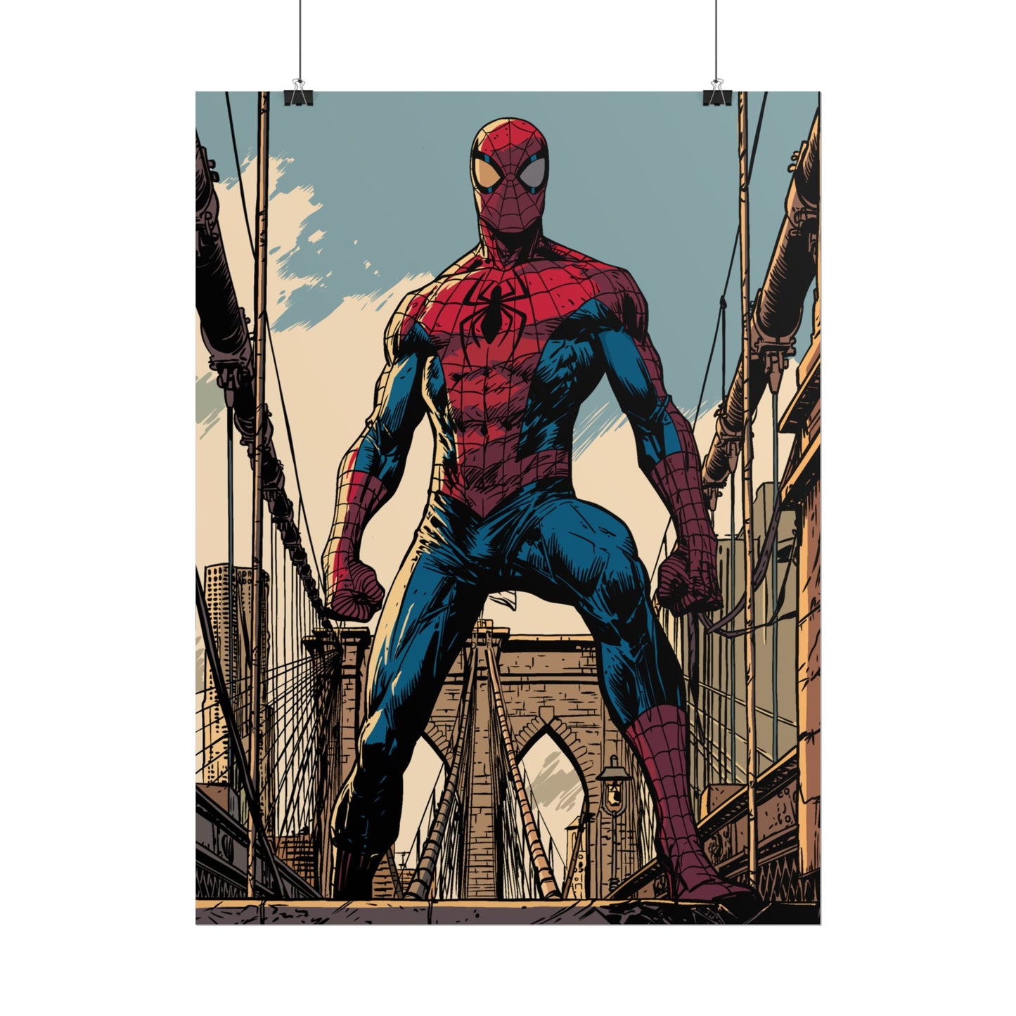 Spider-Man Brooklyn Bridge Art Poster