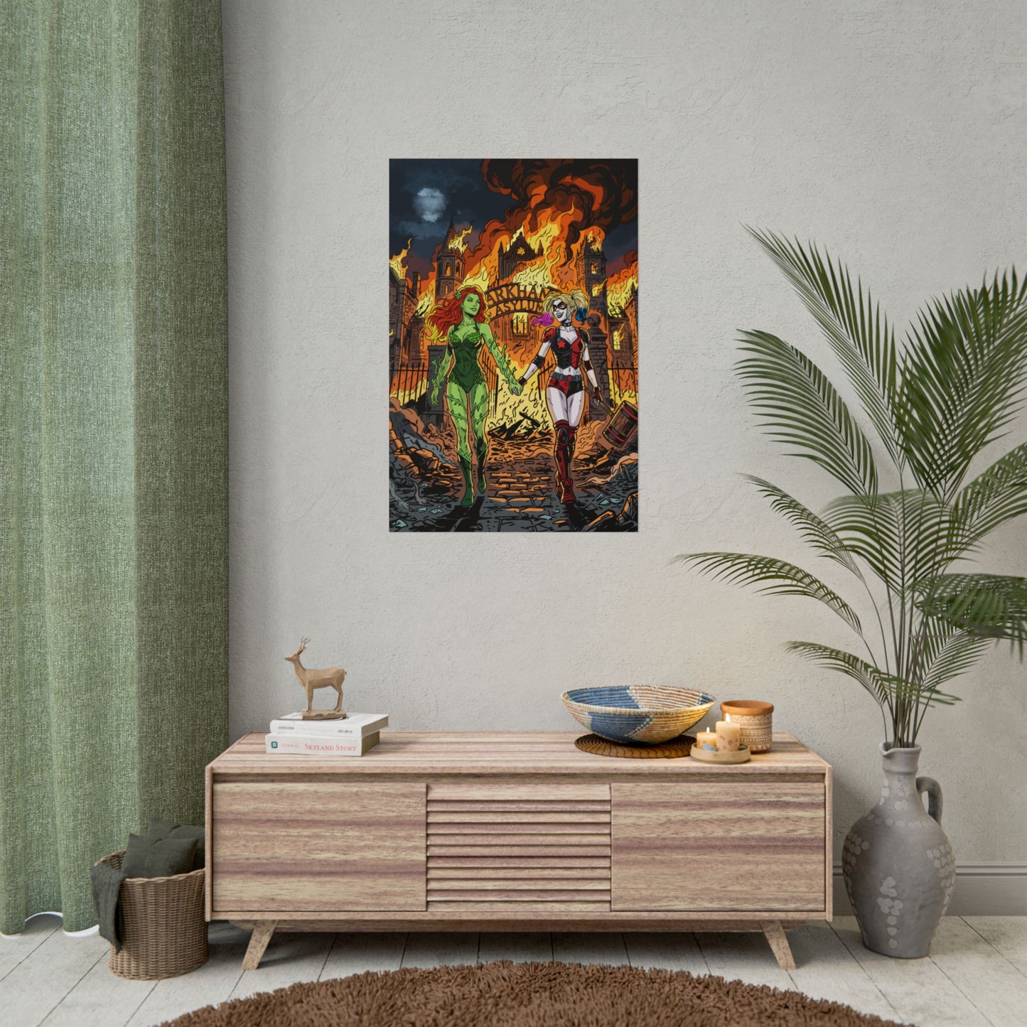 Harley Quinn & Poison Ivy Arkham Asylum Poster — Rolled Comic Art Print