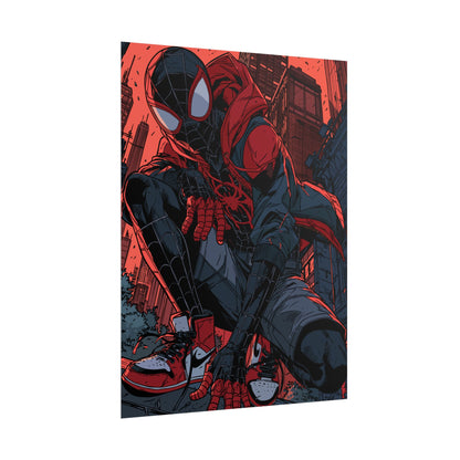 Spider-Man Miles Morales Poster – Red & Black Comic Art Rolled Poster
