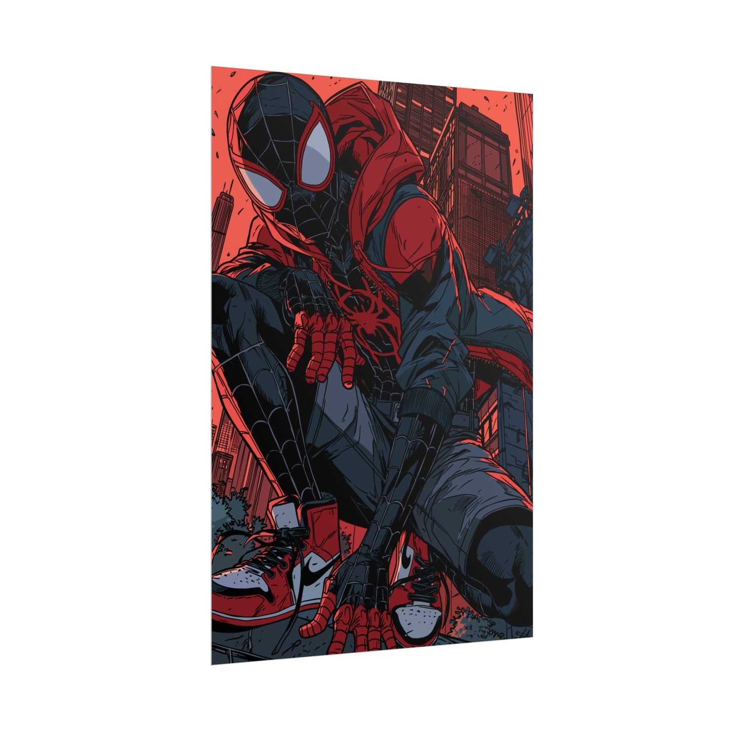 Spider-Man Miles Morales Poster – Red & Black Comic Art Rolled Poster