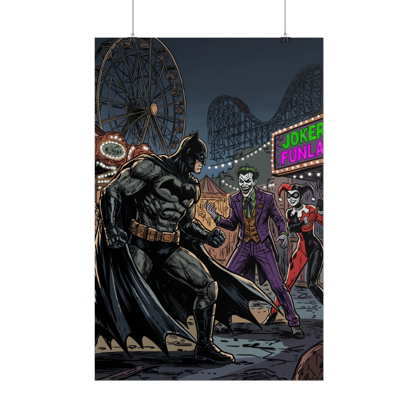 Batman vs Joker Carnival Poster – Rolled Comic Art Print
