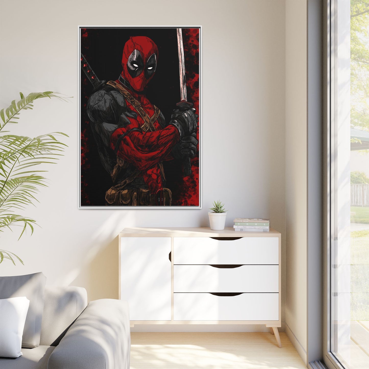 The Merc #2 - Framed Canvas Wall Art — Comic Antihero Sword Portrait