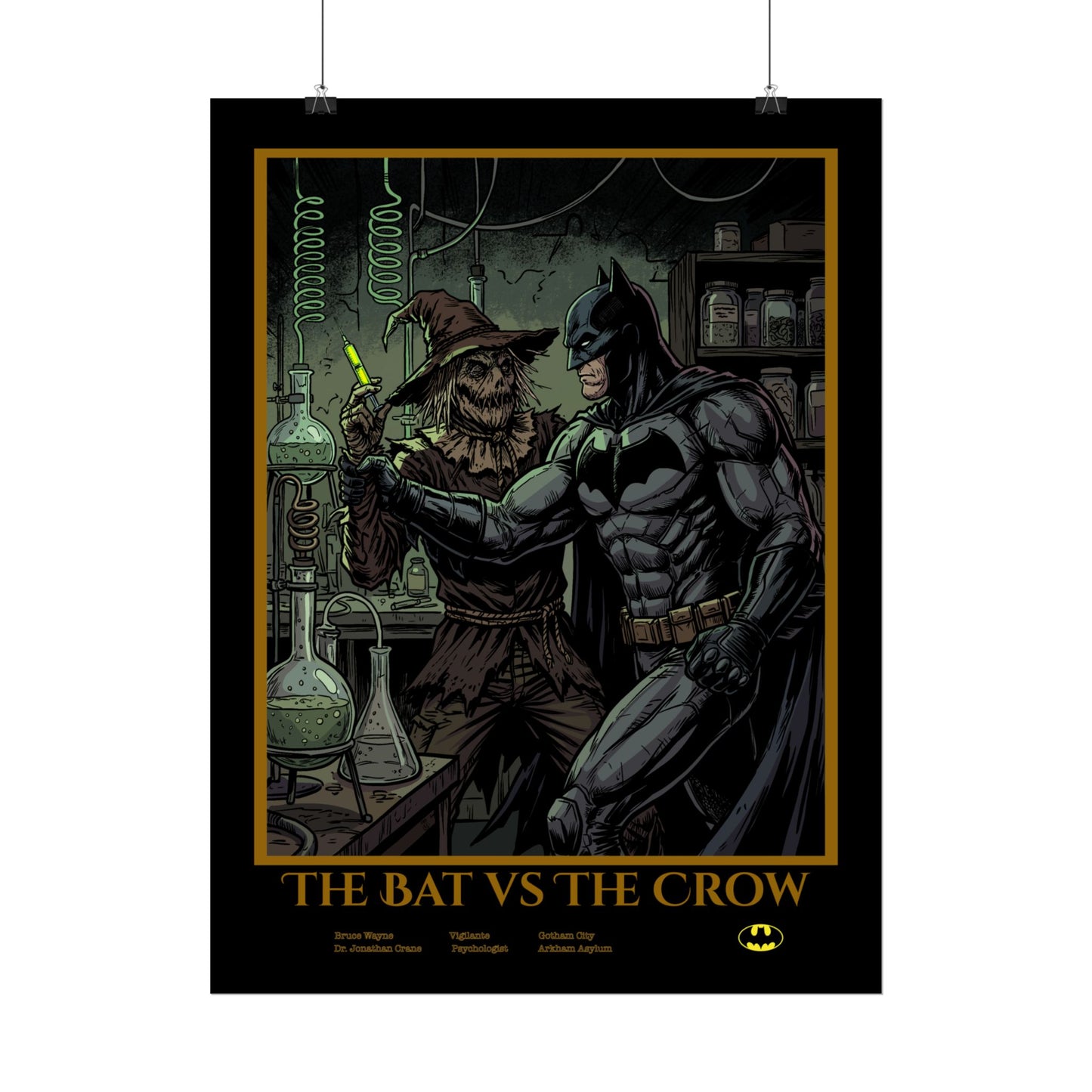 Batman vs Scarecrow Cinematic Rolled Poster — Vintage Comic Movie Art Print