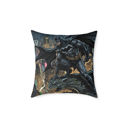 Batman Cityscape Square Poly Canvas Pillow