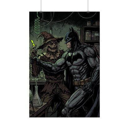 Batman & Scarecrow Poster — Dark Comic Book Art, Horror Superhero Wall Decor