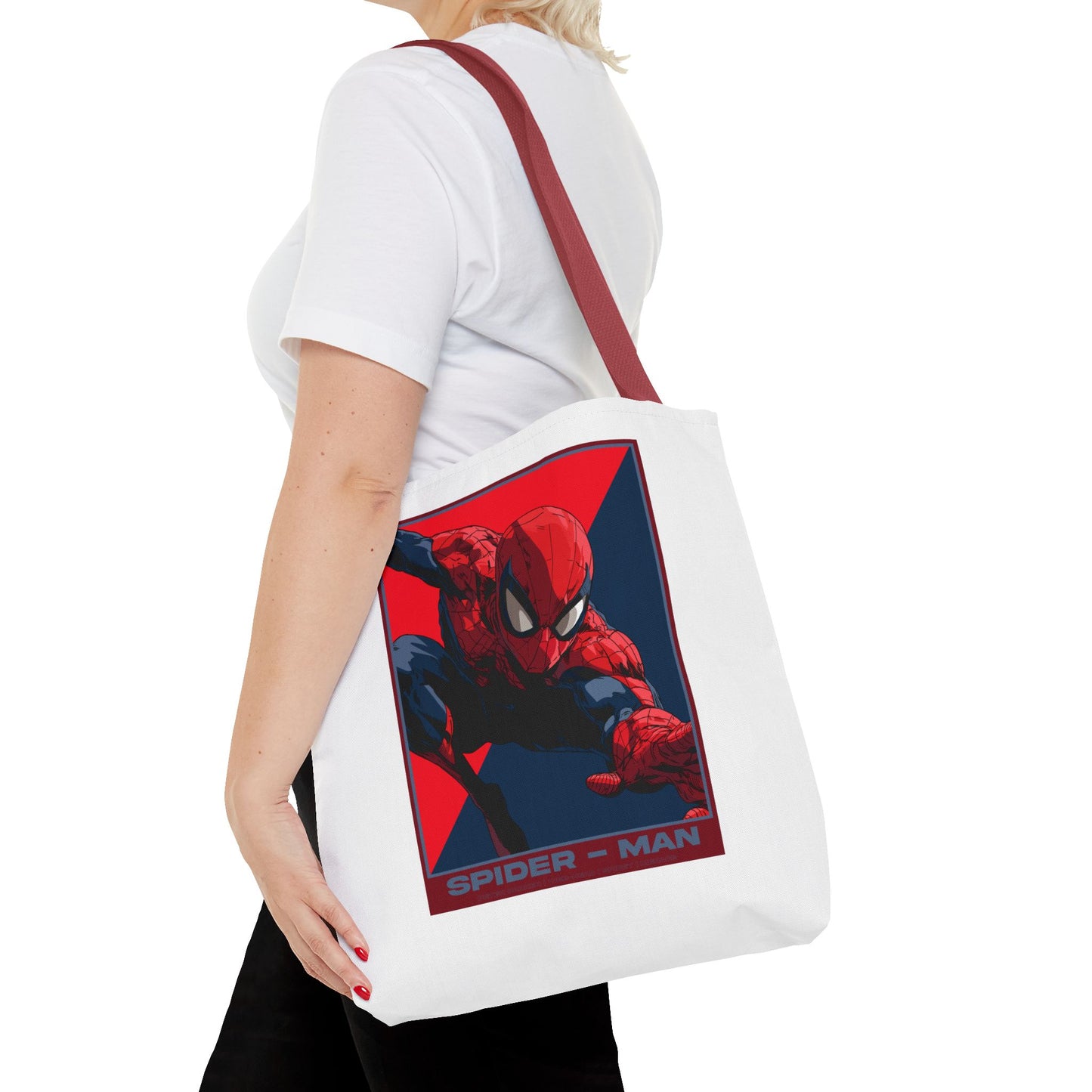 Spider-Man Graphic Tote Bag — Retro Red & Blue Comic Design