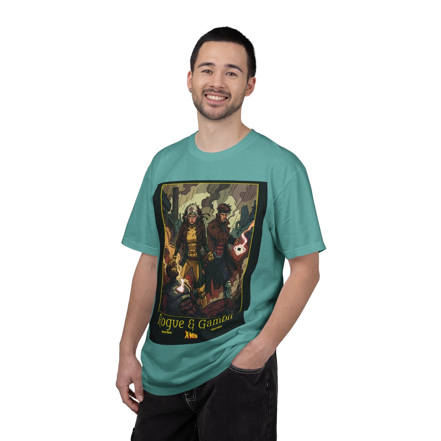 Rogue & Gambit Graphic T-Shirt — Comic Art Mutant Duo Tee