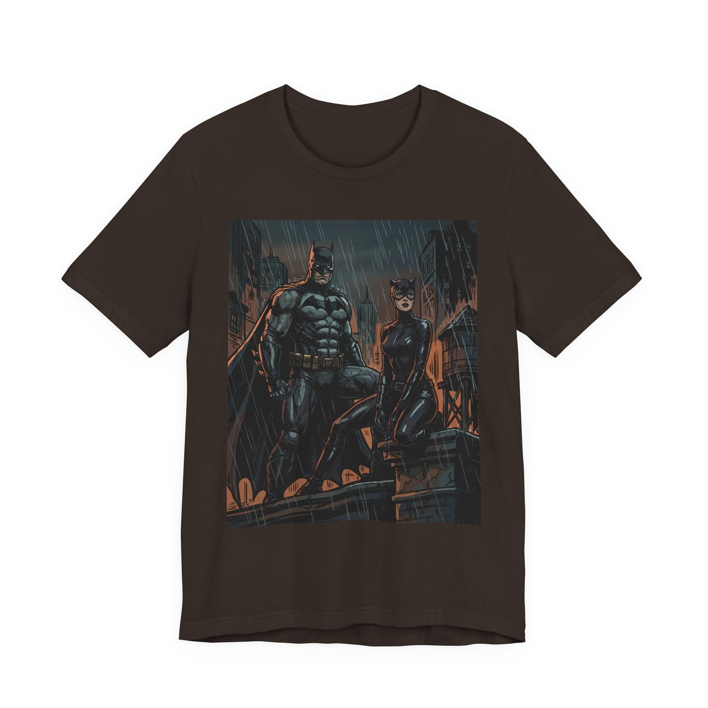Batman & Catwoman Rain Night T‑Shirt