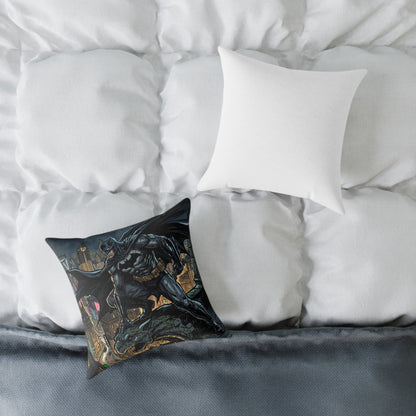Batman Cityscape Square Poly Canvas Pillow