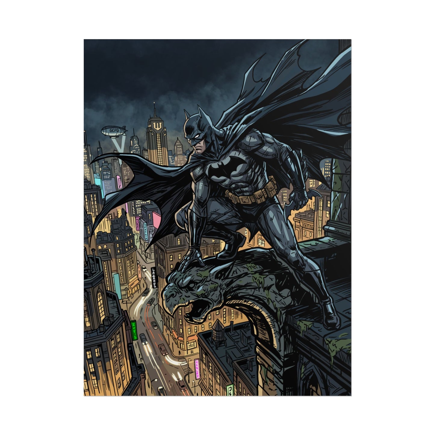 Batman City Rooftop Rolled Poster