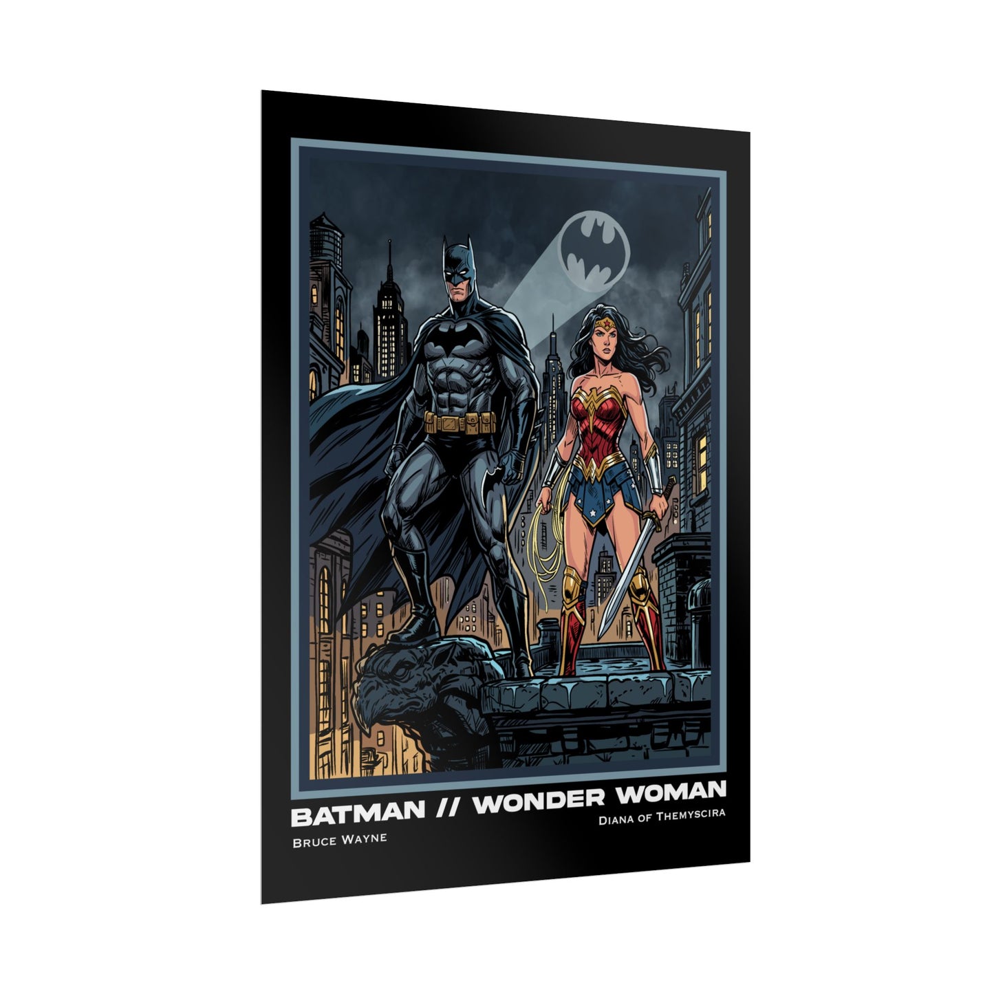 Batman & Wonder Woman Cinematic Rolled Poster — Superhero Wall Art