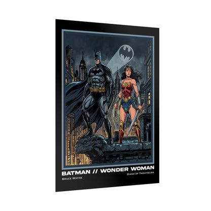 Batman & Wonder Woman Cinematic Rolled Poster — Superhero Wall Art