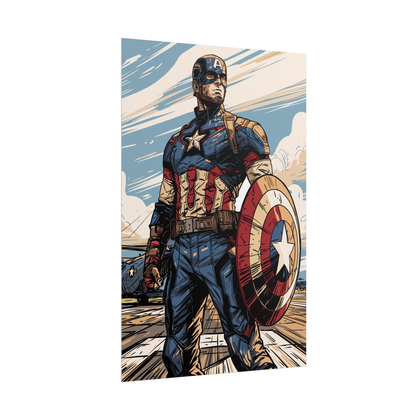 Captain America Retro Art Poster — Rolled Superhero Wall Print