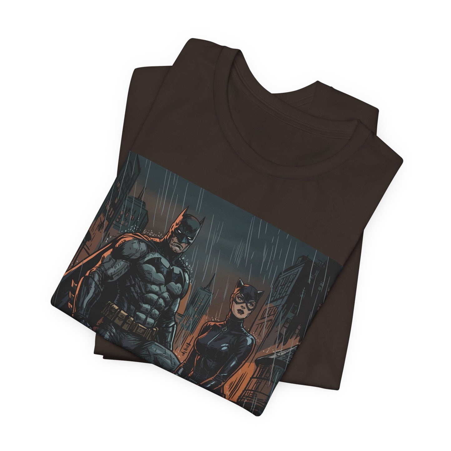 Batman & Catwoman Rain Night T‑Shirt