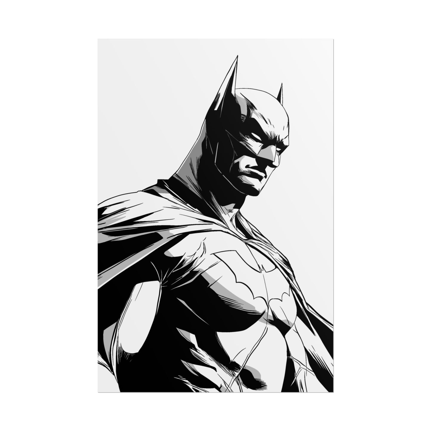 Batman Black & White Rolled Poster — Superhero Wall Art Print
