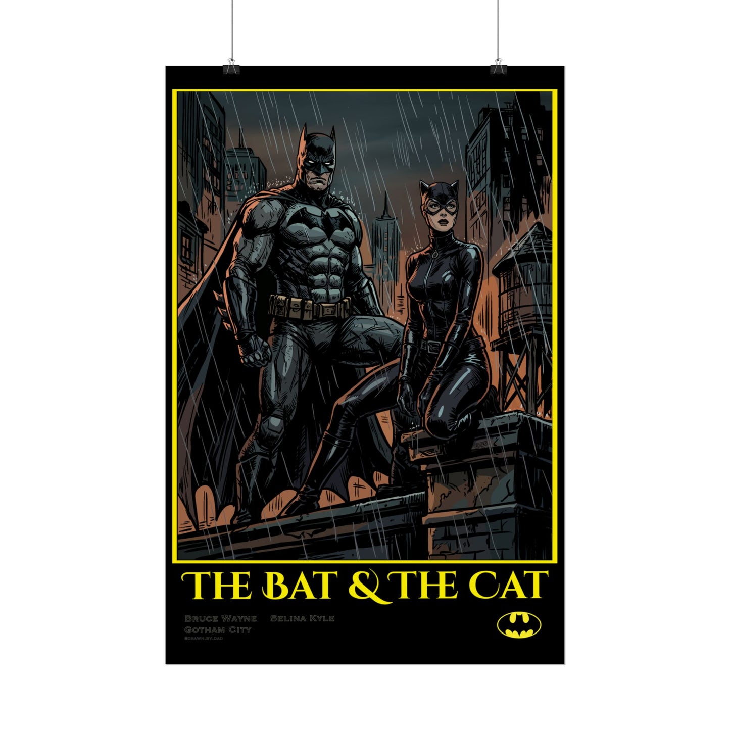 Batman & Catwoman Poster – "The Bat & The Cat" Rolled Art Print