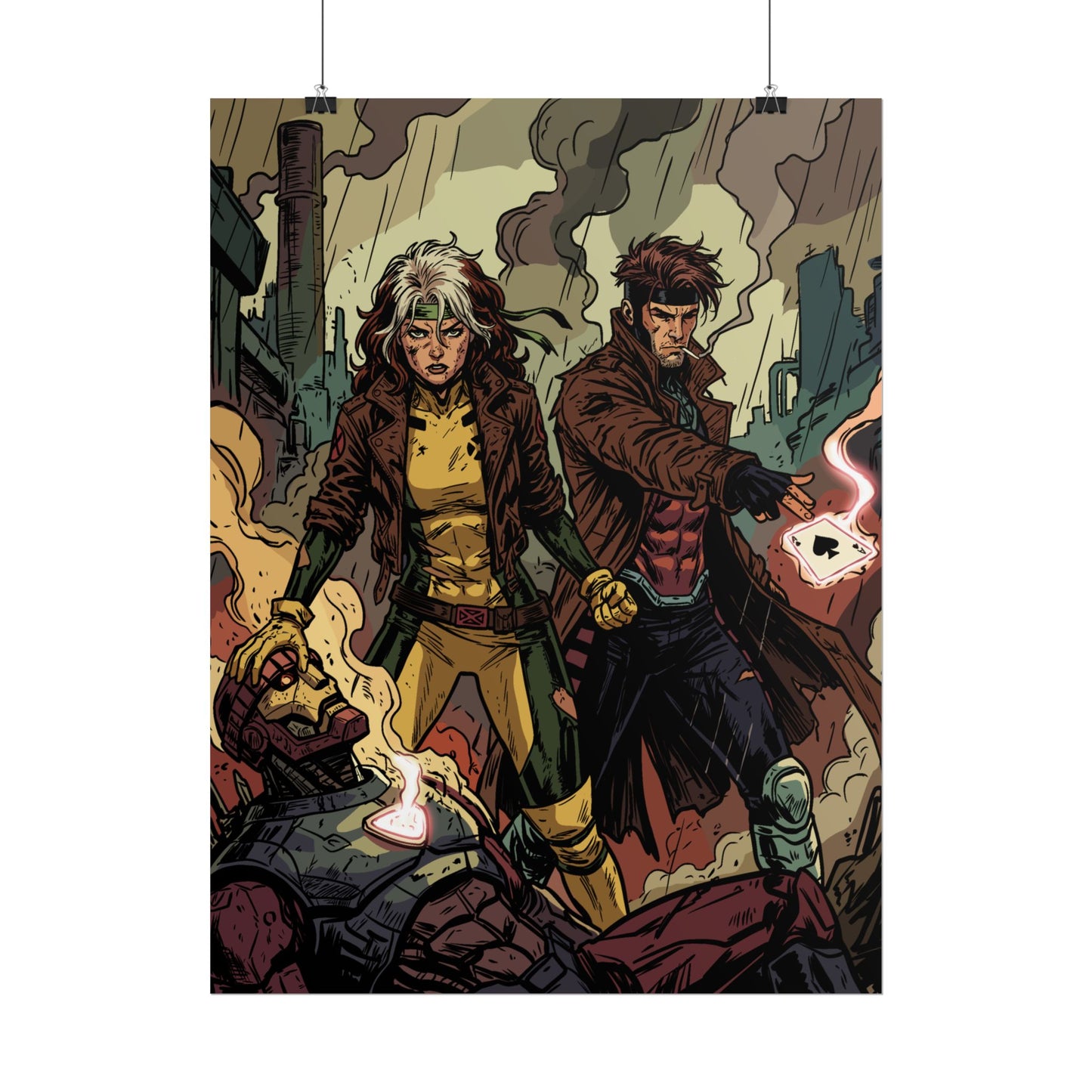 X-Men Comic Poster — Rogue & Gambit Rolled Art Print
