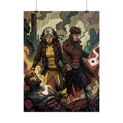 X-Men Comic Poster — Rogue & Gambit Rolled Art Print
