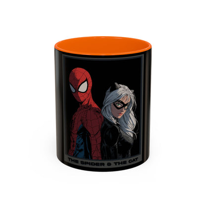 Spider & Cat Duo Accent Coffee Mug – Black 11/15oz