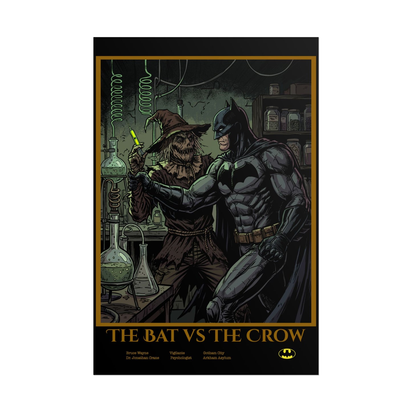 Batman vs Scarecrow Cinematic Rolled Poster — Vintage Comic Movie Art Print
