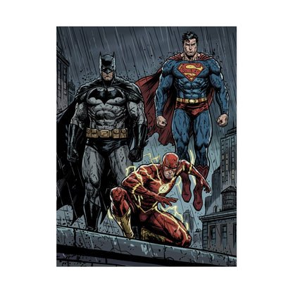 Superhero Trio Rolled Poster — Batman, Superman & The Flash