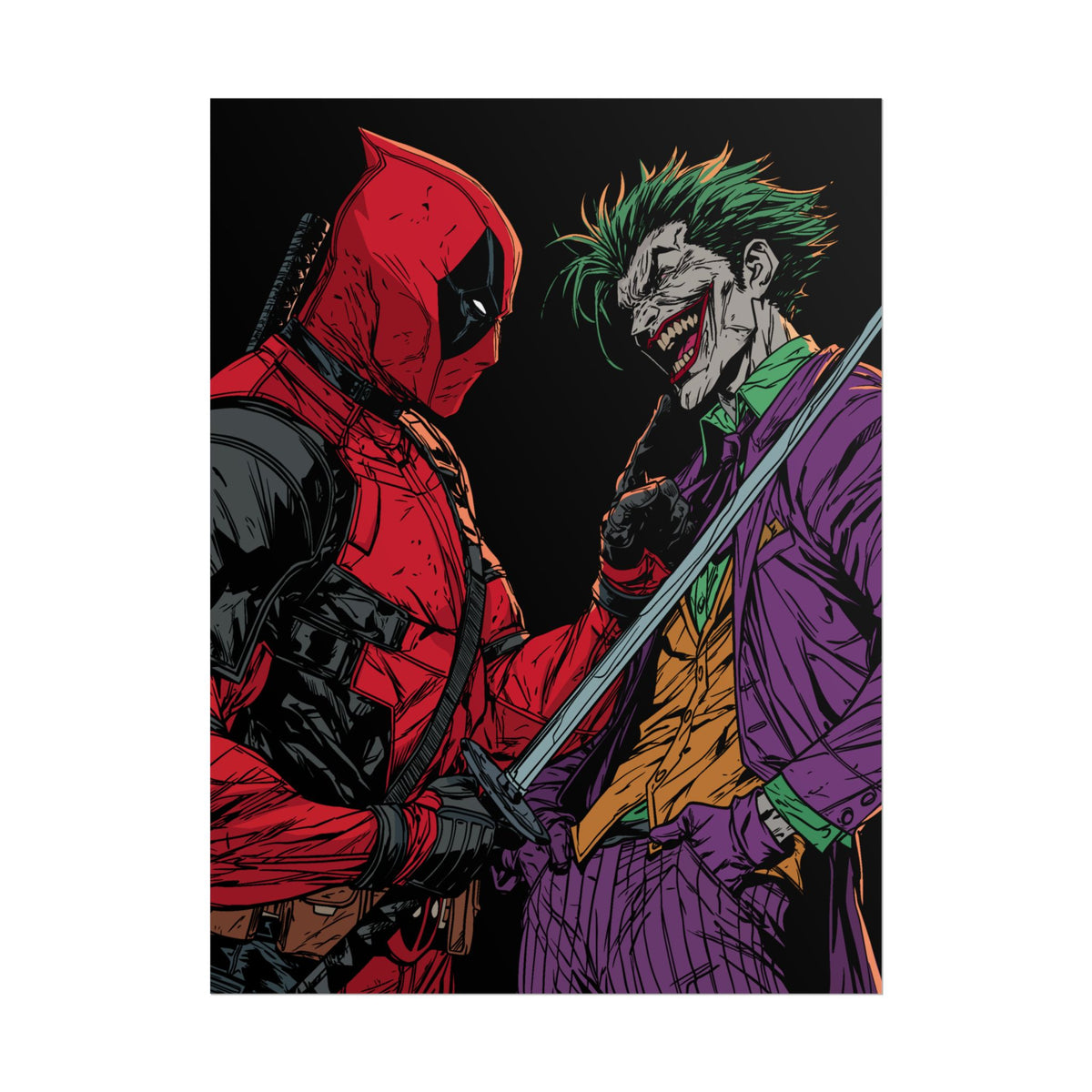 Deadpool vs Joker Comic Art Print