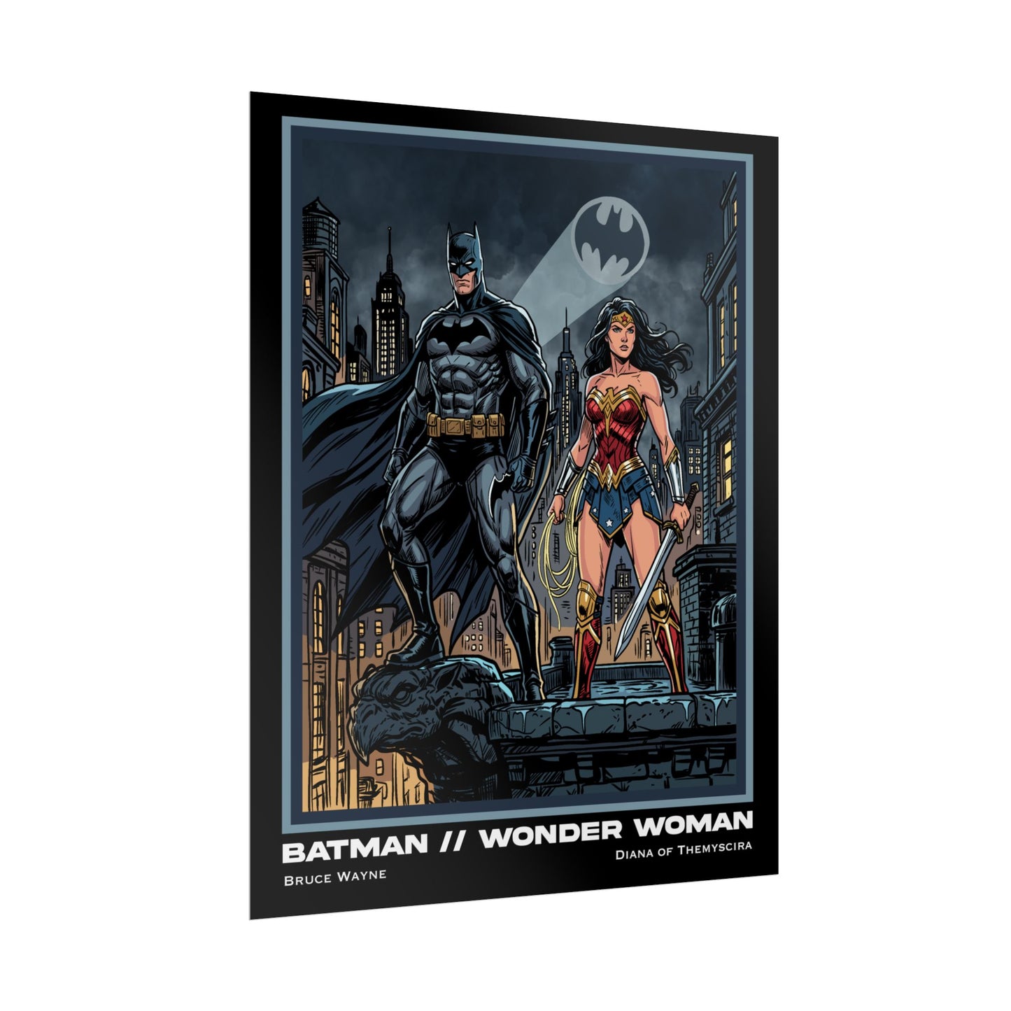 Batman & Wonder Woman Cinematic Rolled Poster — Superhero Wall Art