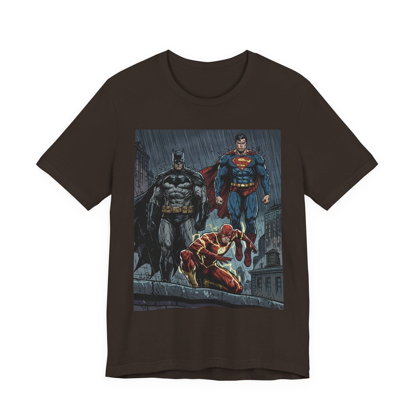 Superhero Team Graphic Tee — Batman, Superman & The Flash