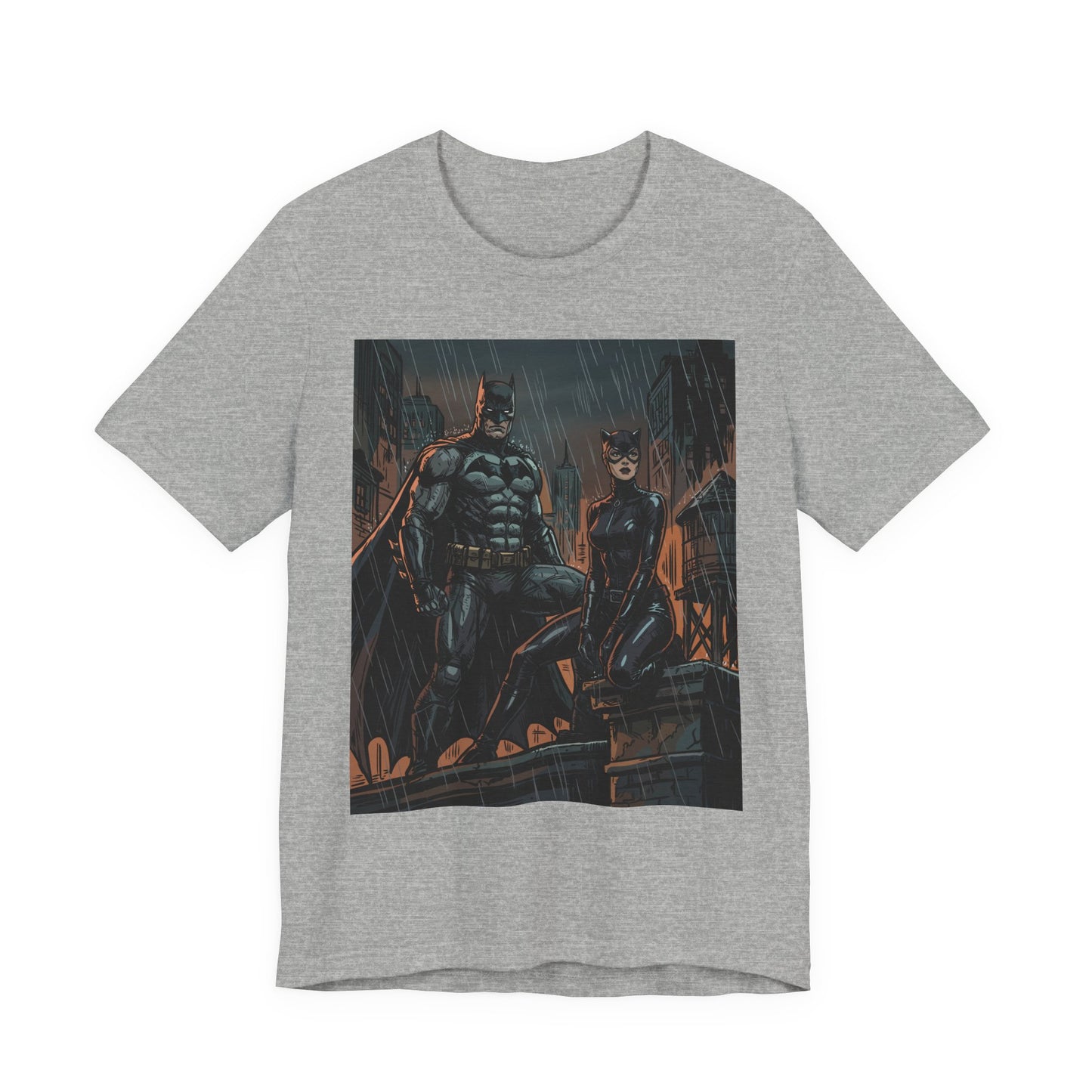 Batman & Catwoman Rain Night T‑Shirt