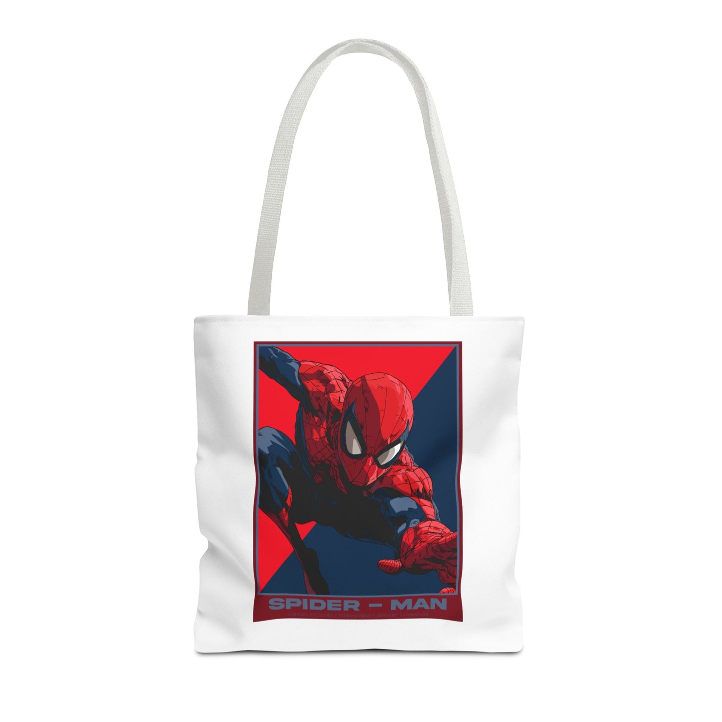 Spider-Man Graphic Tote Bag — Retro Red & Blue Comic Design