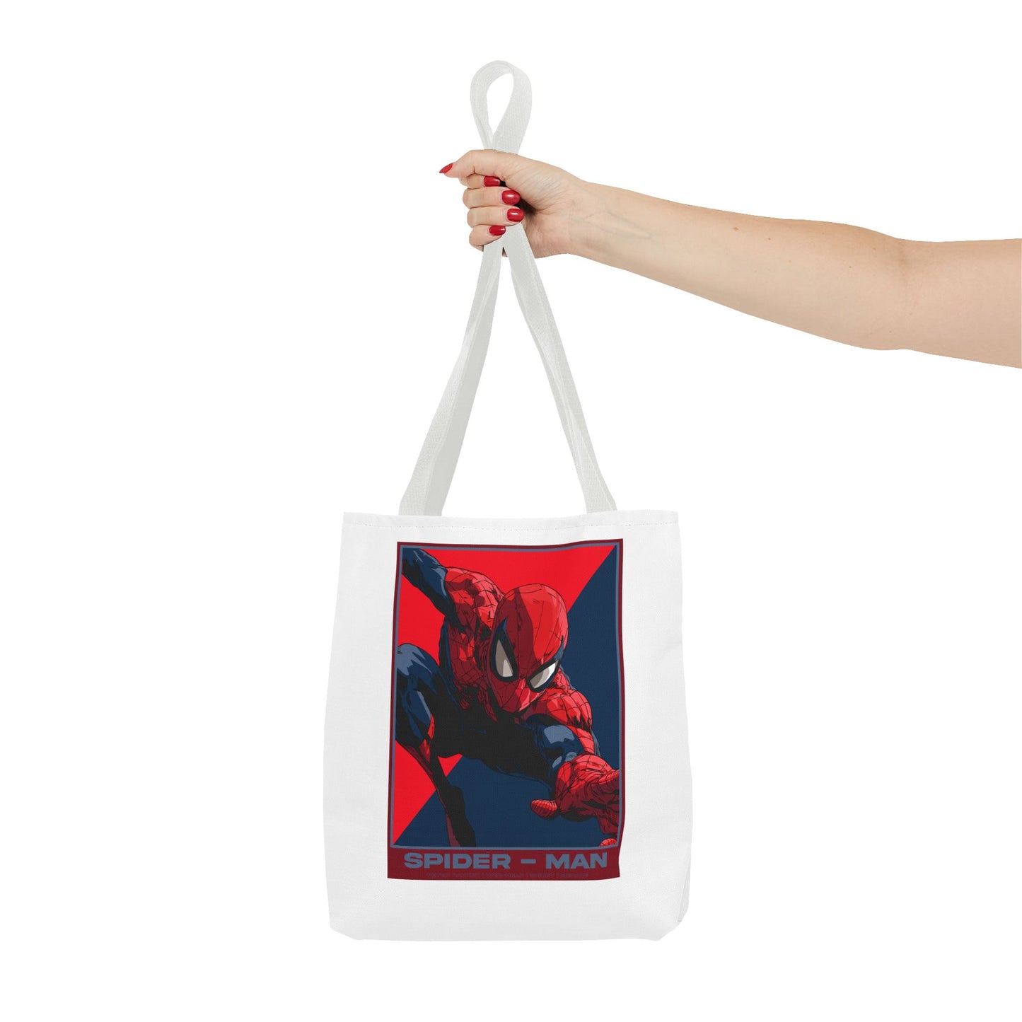 Spider-Man Graphic Tote Bag — Retro Red & Blue Comic Design