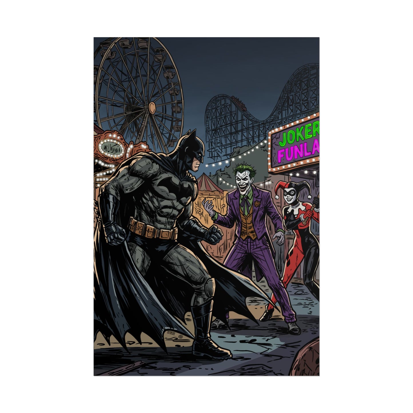 Batman vs Joker Carnival Poster – Rolled Comic Art Print