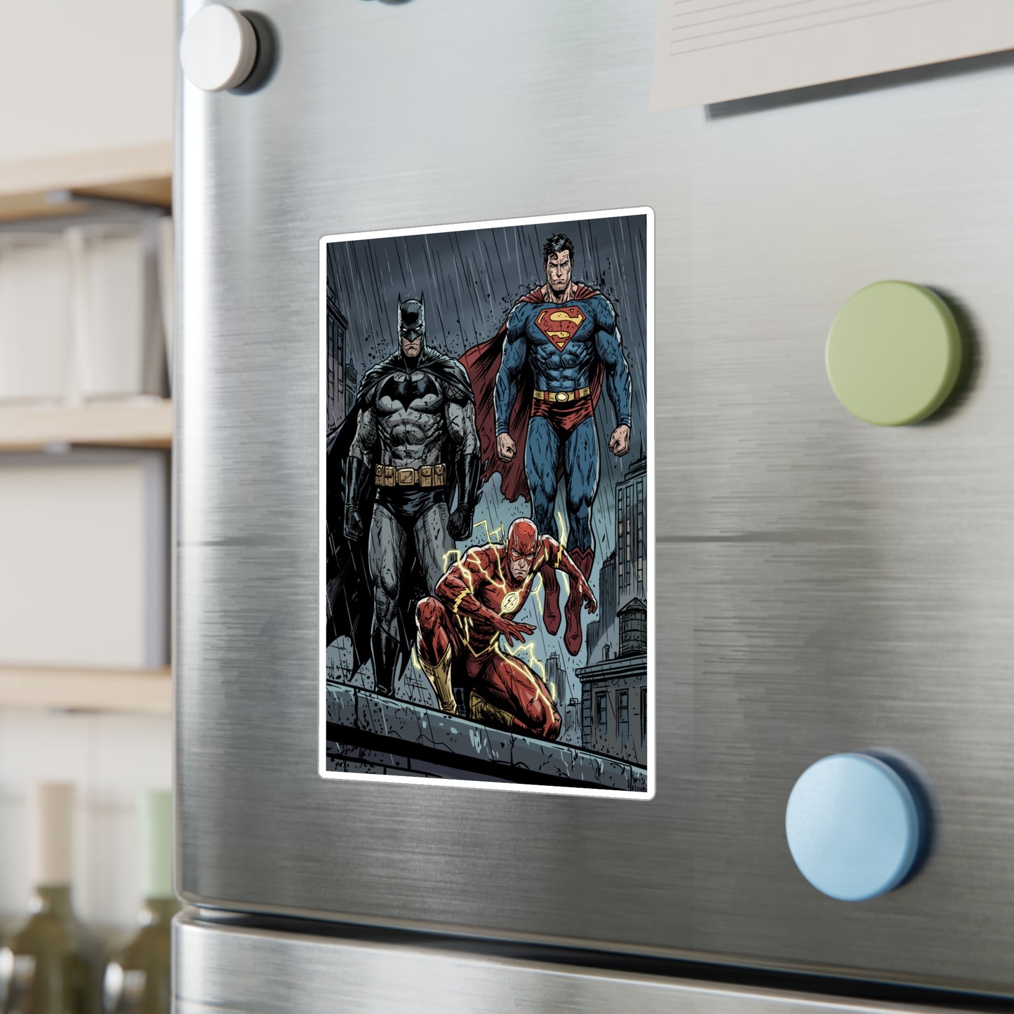 Superhero Trio Vinyl Sticker — Batman, Superman & Flash